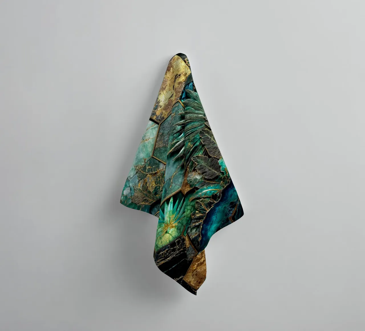Hexagonal Harmony Kintsugi Art towel by Pixaverse