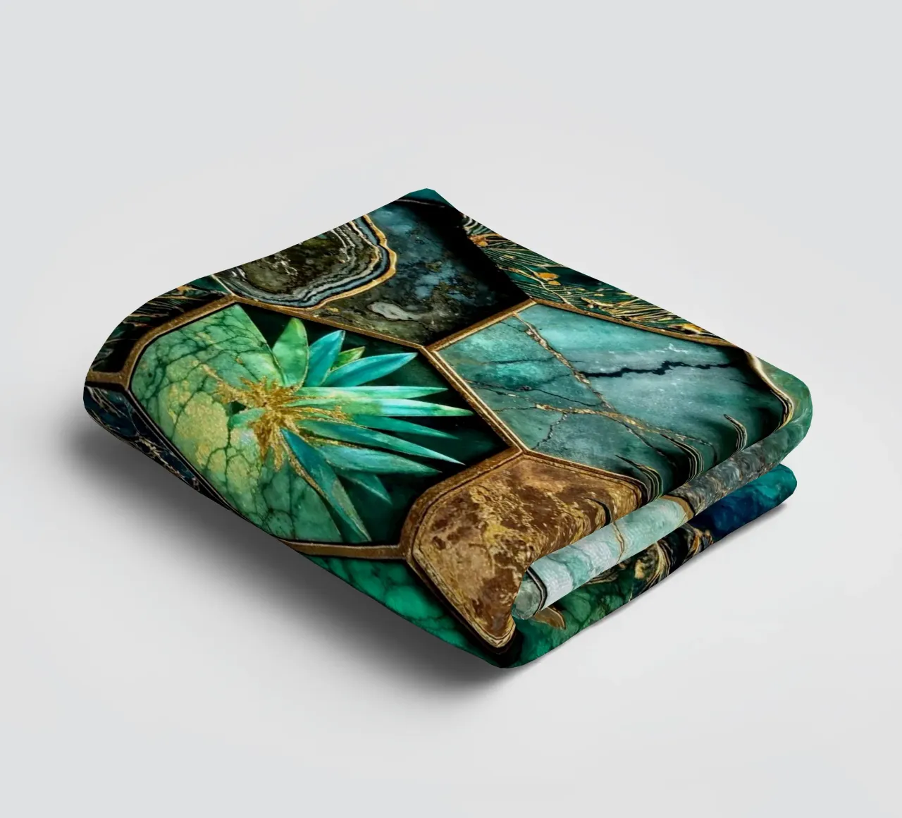 Hexagonal Harmony Kintsugi Art towel by Pixaverse