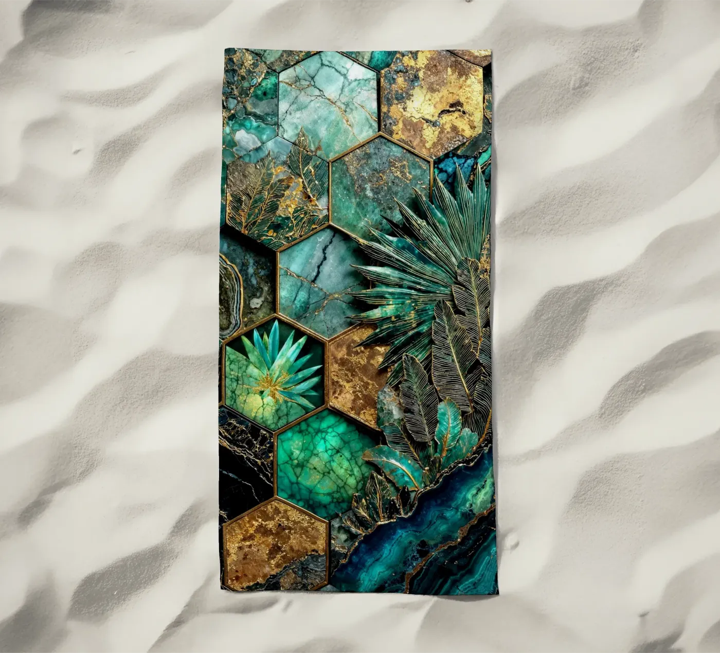 Harmonie hexagonale Art Kintsugi serviette de plage de Pixaverse