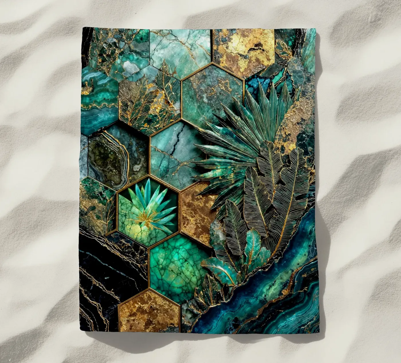 Harmonie hexagonale Art Kintsugi serviette de plage de Pixaverse