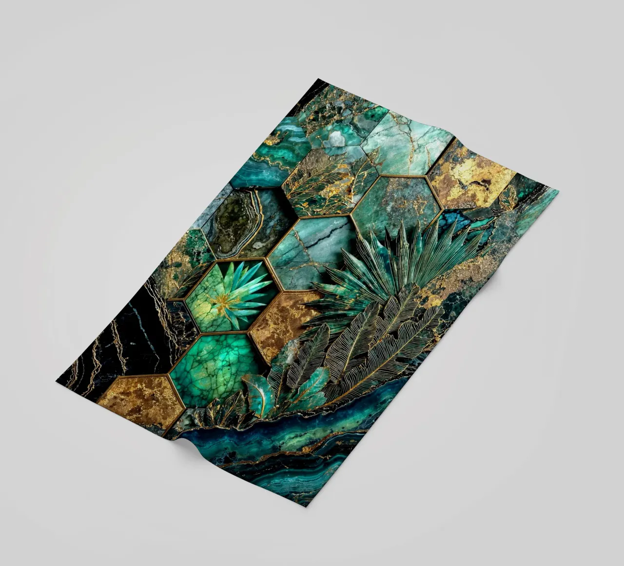 Armonia esagonale Arte Kintsugi telo mare da Pixaverse