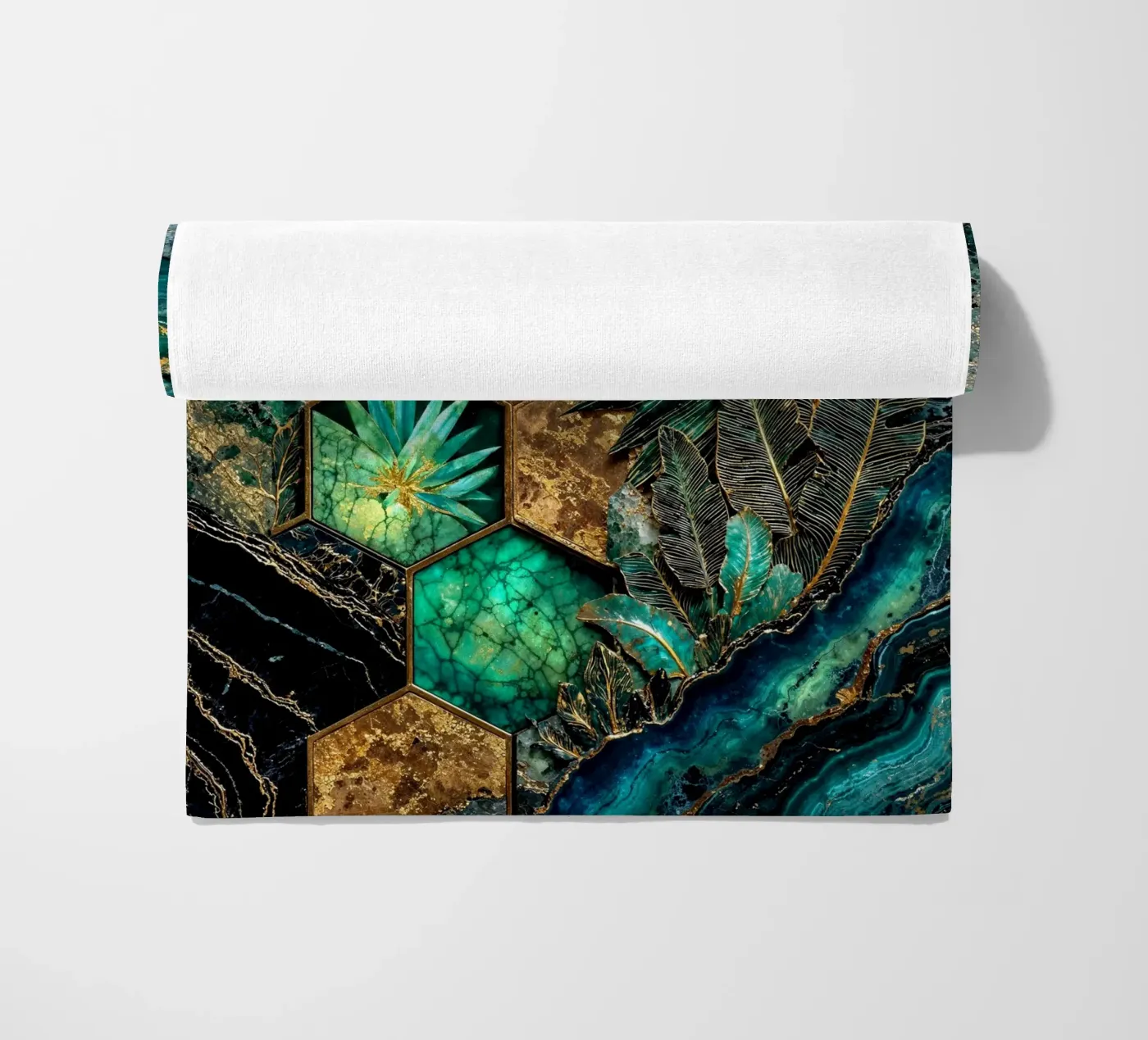 Harmonie hexagonale Art Kintsugi serviette de plage de Pixaverse