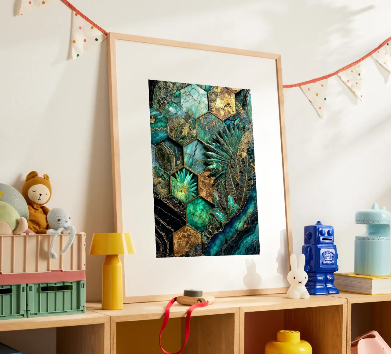 Sechseckige Harmonie Kintsugi Kunst Poster von Pixaverse