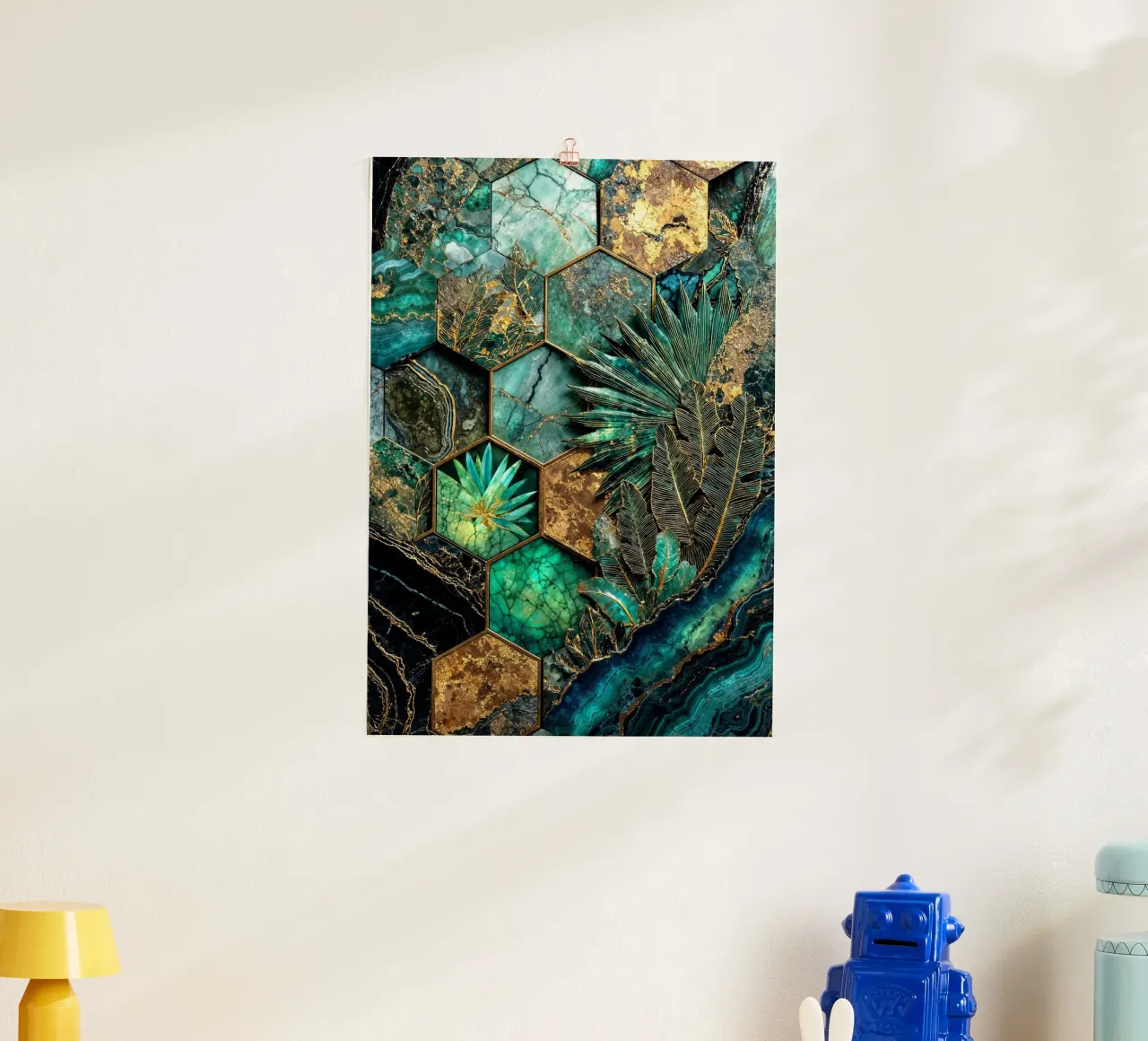 Sechseckige Harmonie Kintsugi Kunst Poster von Pixaverse
