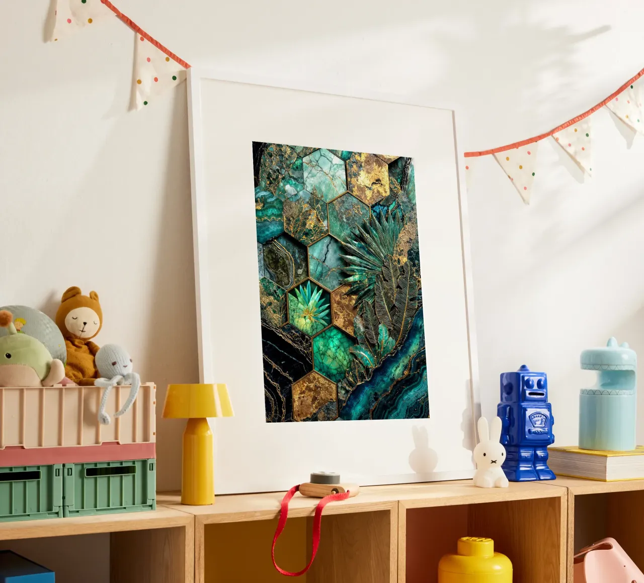 Sechseckige Harmonie Kintsugi Kunst Poster von Pixaverse