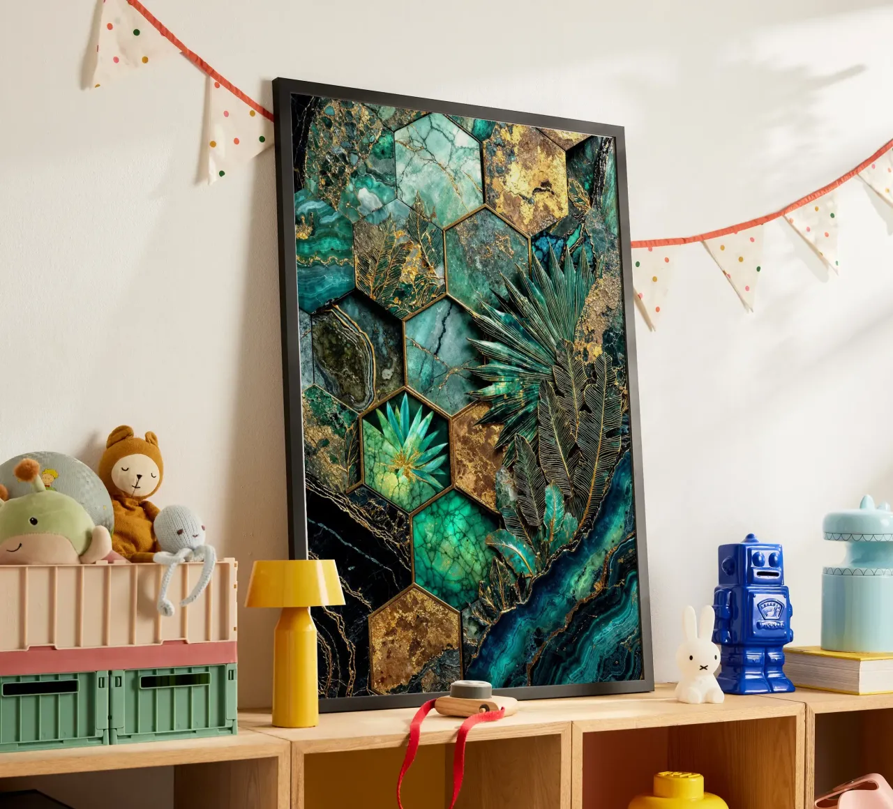 Sechseckige Harmonie Kintsugi Kunst Poster von Pixaverse