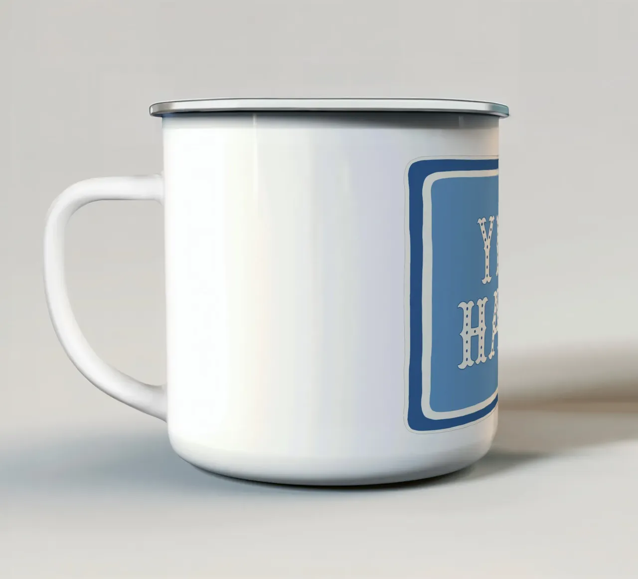 YEE-HAW! – Blue Cowboy Typography Print tazza in smalto da Vivdesign