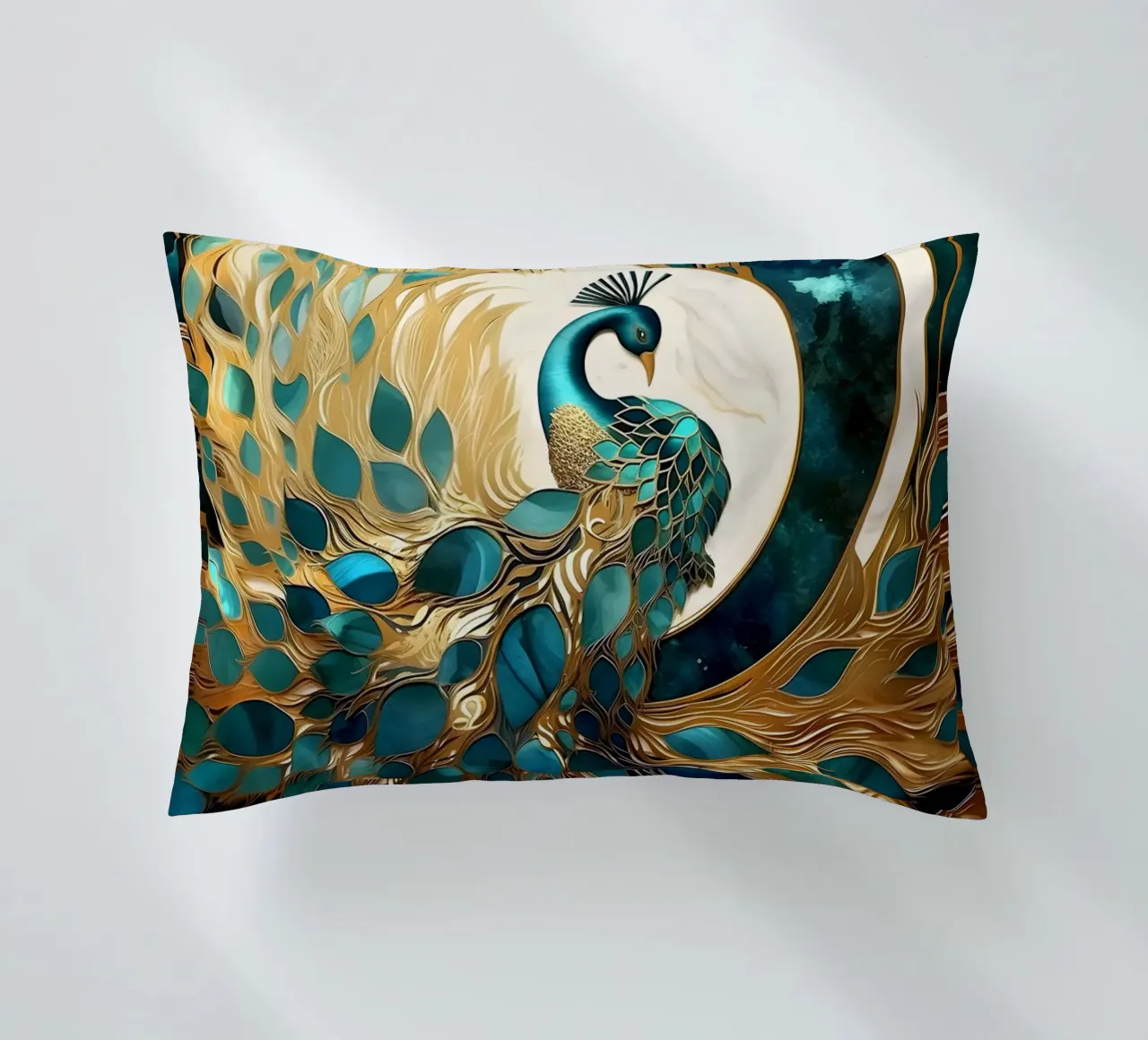Abstract Peacock Kintsugi cuscino da Pixaverse