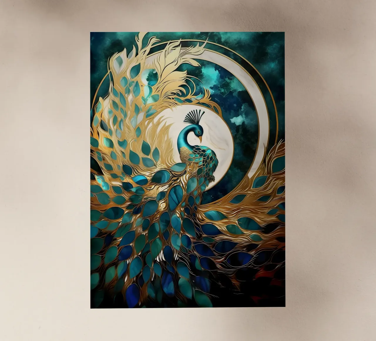 Abstract Peacock Kintsugi pellicola backlit da Pixaverse
