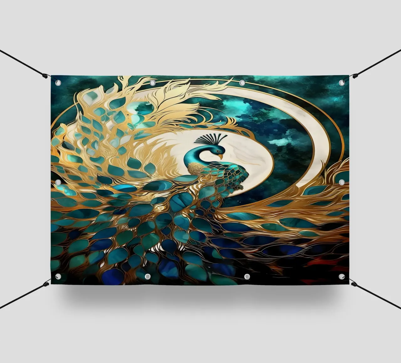 Abstract Peacock Kintsugi telo in pvc da Pixaverse