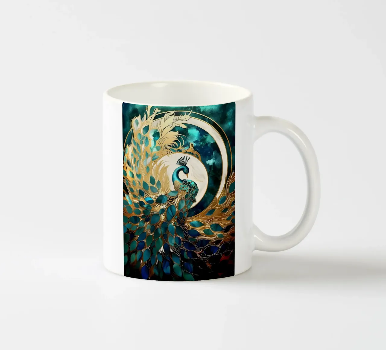 Abstract Peacock Kintsugi tazza in ceramica da Pixaverse