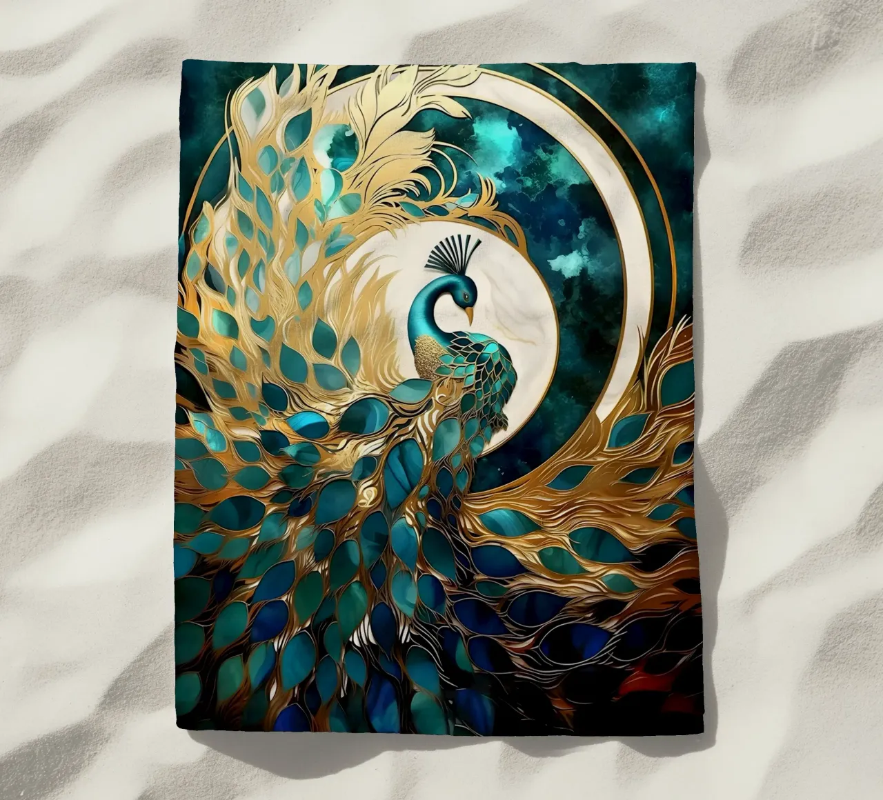Abstract Peacock Kintsugi telo mare da Pixaverse