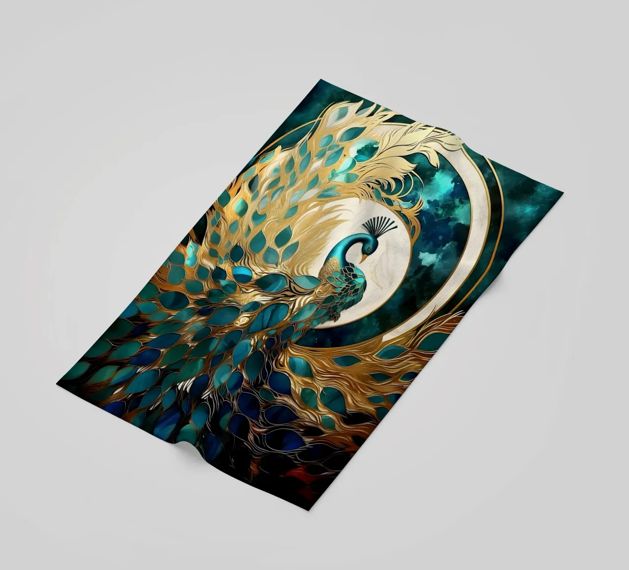 Abstract Peacock Kintsugi telo mare da Pixaverse