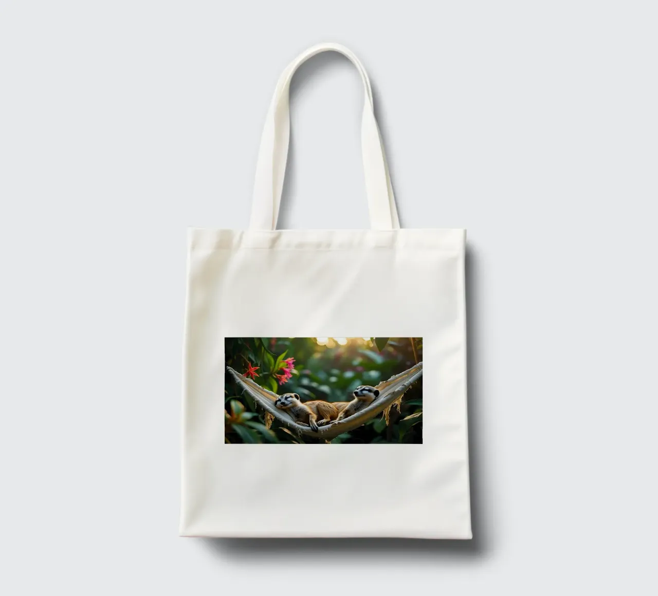 🌿🌺 Meerkats | Insieme in modalità relax (1) borsa in juta da Trinkets NL Design Studio