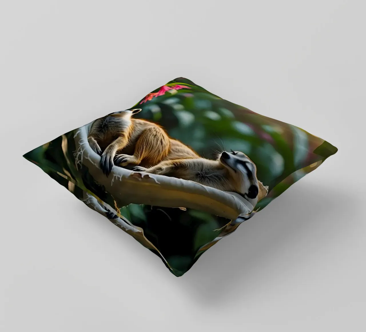 🌿🌺 Meerkats | Insieme in modalità relax (1) cuscino da Trinkets NL Design Studio