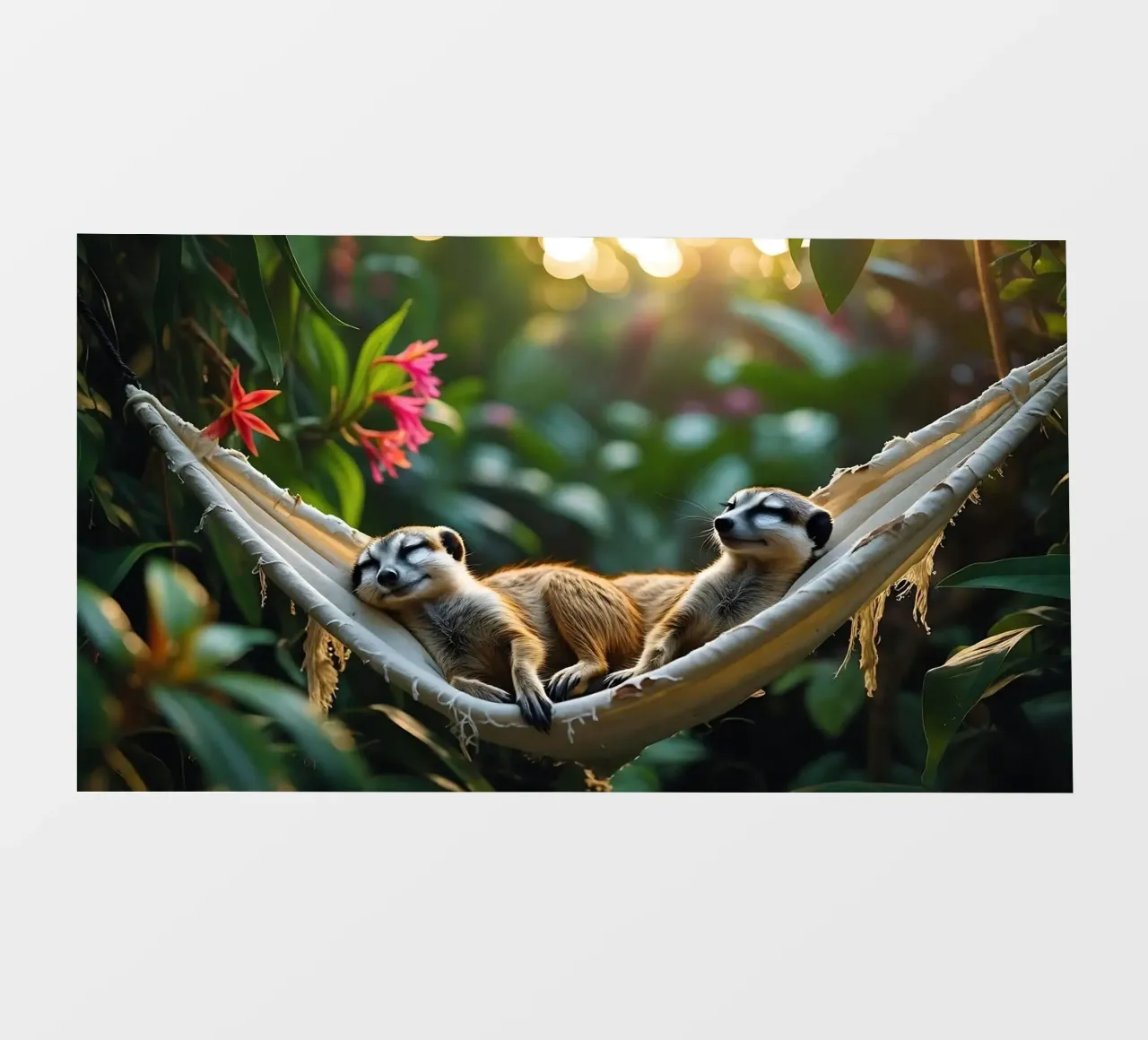 🌿🌺 Meerkats | Insieme in modalità relax (1) telo in pvc da Trinkets NL Design Studio