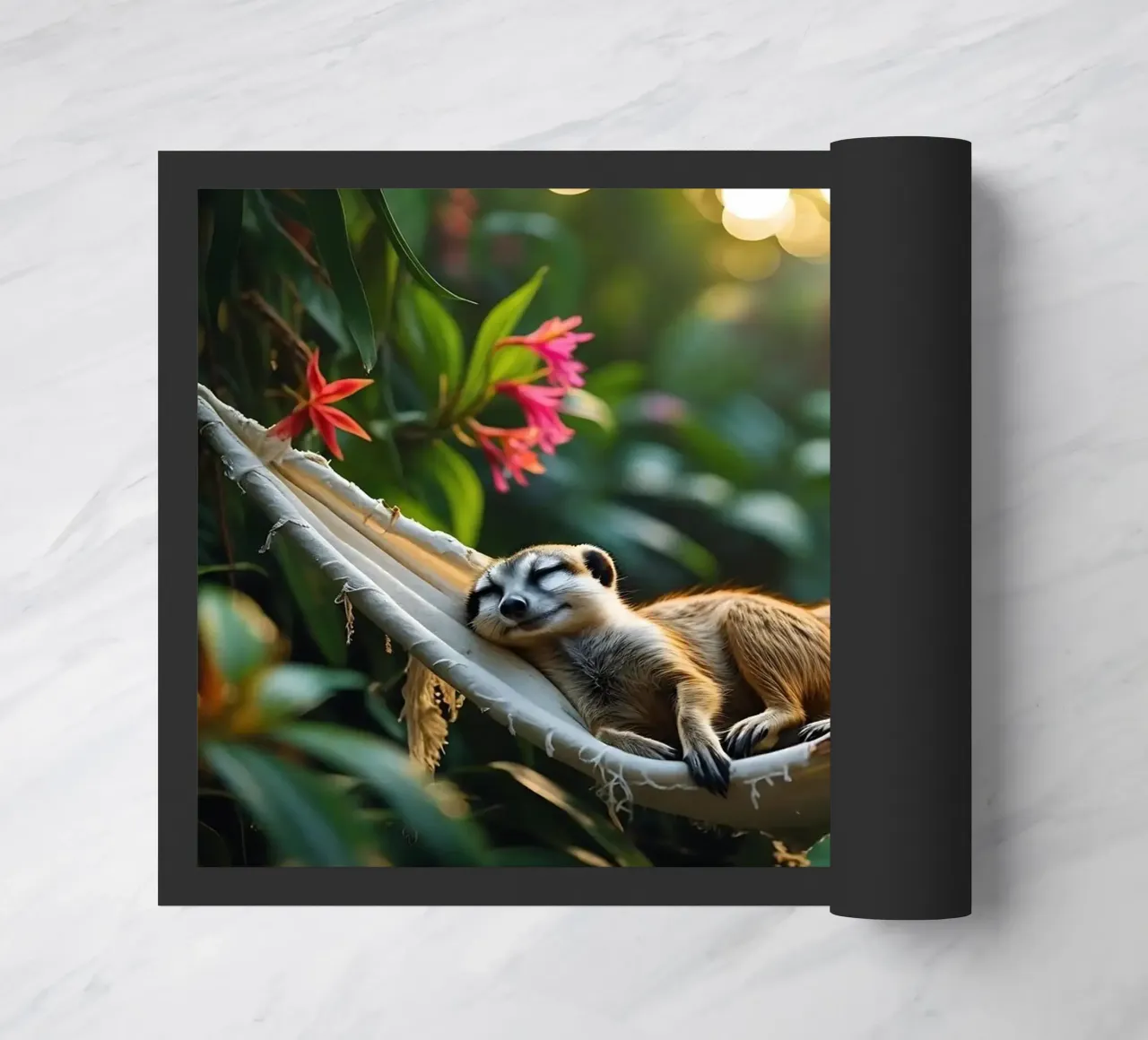 🌿🌺 Meerkats | Together in relaxation mode (1) doormat by Trinkets NL Design Studio