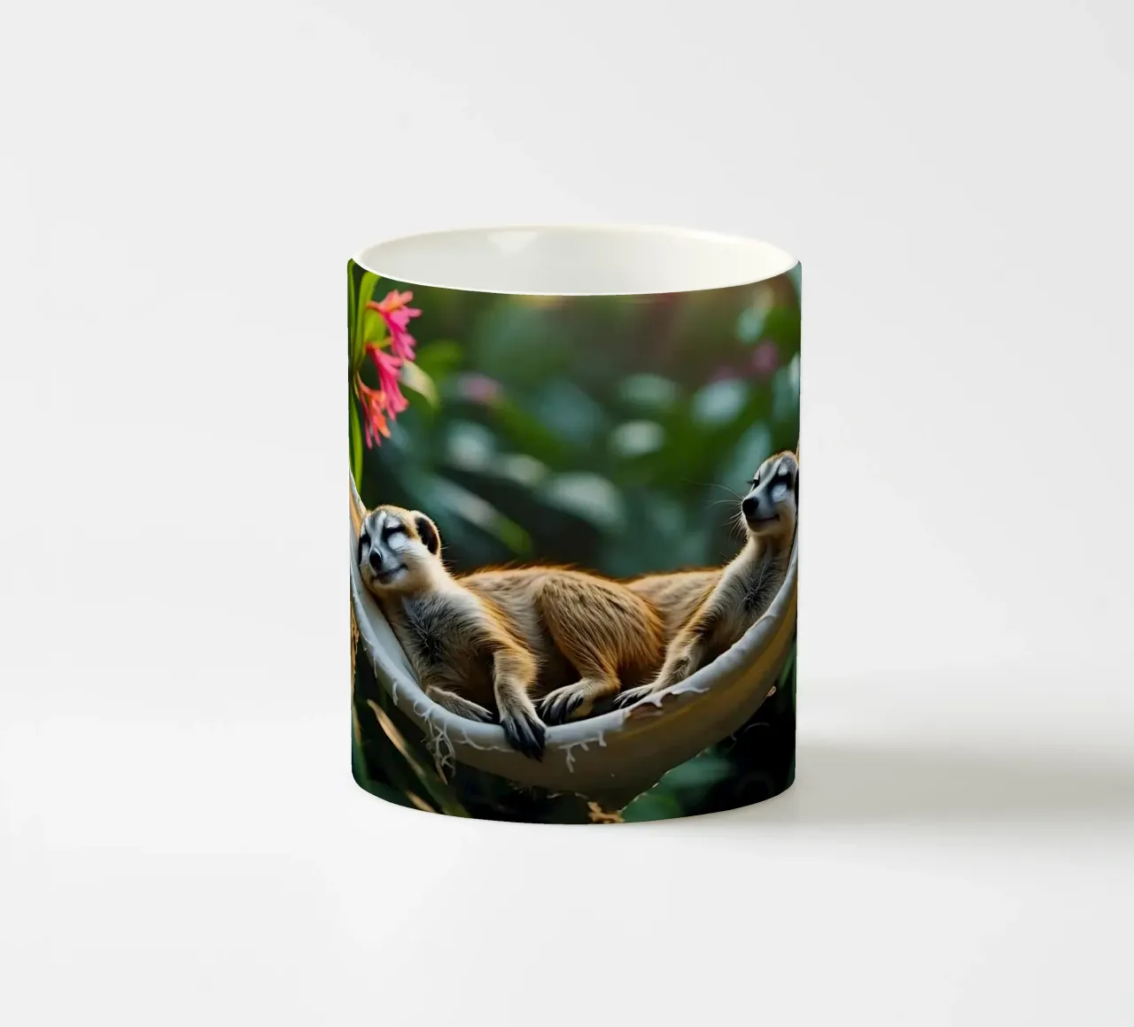 🌿🌺 Meerkats | Insieme in modalità relax (1) tazza in ceramica da Trinkets NL Design Studio