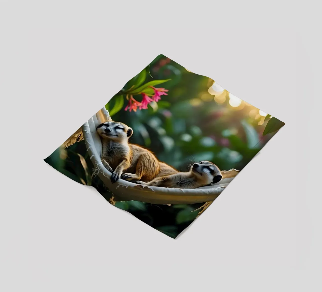 🌿🌺 Meerkats | Together in relaxation mode (1) fleece blanket by Trinkets NL Design Studio