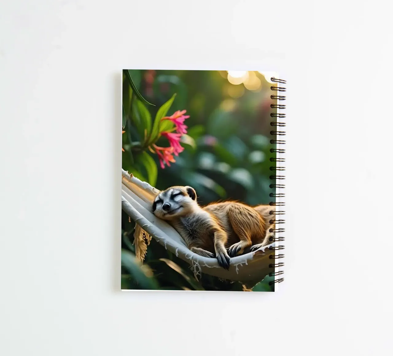 🌿🌺 Meerkats | Together in relaxation mode (1) spiral notebook by Trinkets NL Design Studio