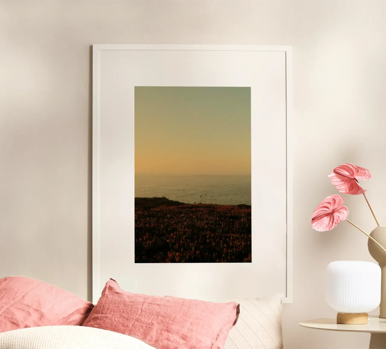 tramonto sull'oceano poster con telaio in plastica da Earthly Visions