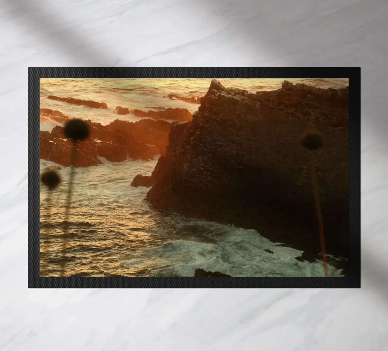 sunset ocean doormat by Earthly Visions