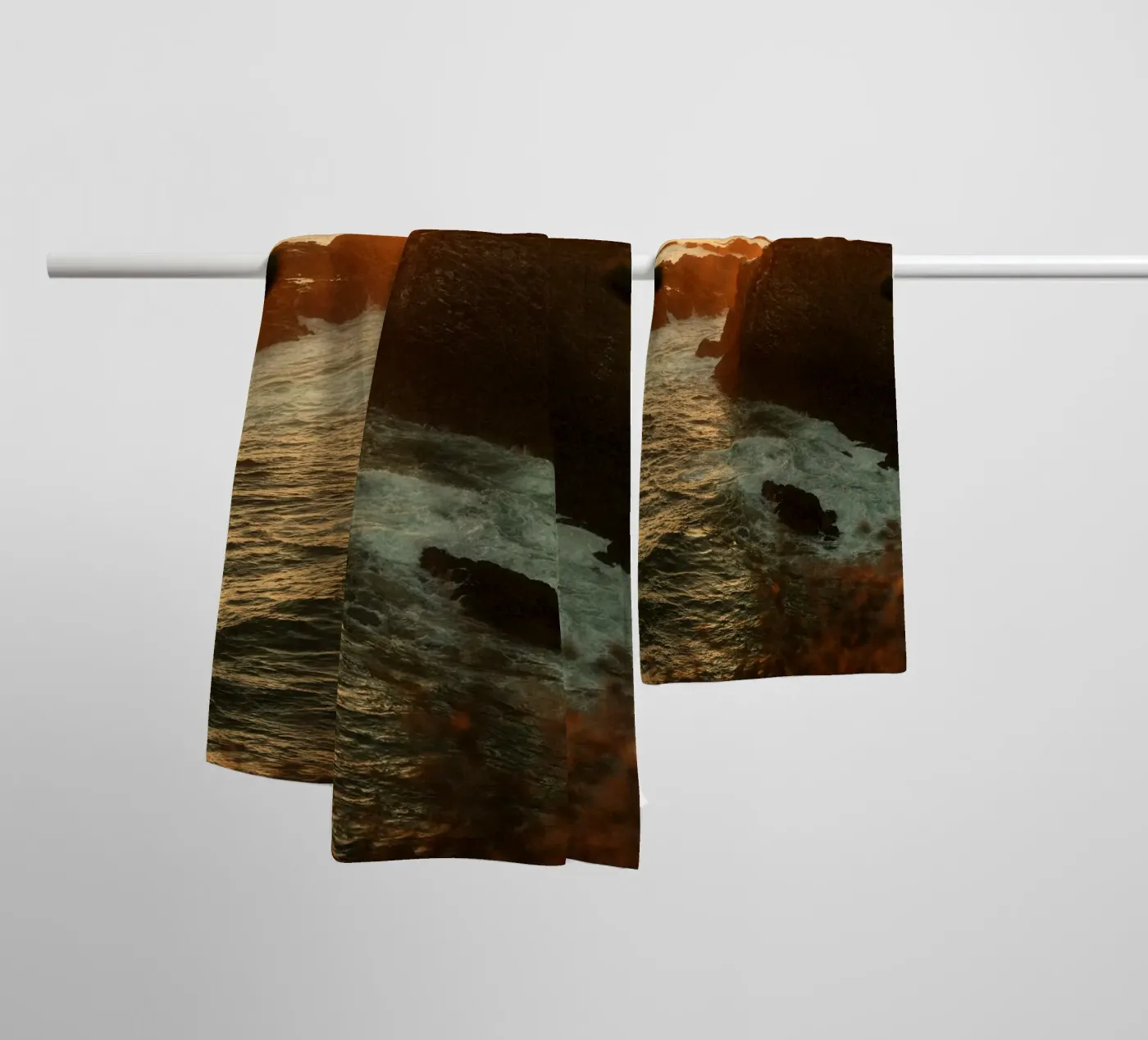 zonsondergang oceaan badhanddoek van Earthly Visions