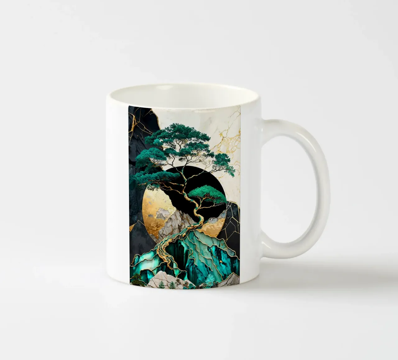Golden Bonsai Tree Summit tazza in ceramica da Pixaverse