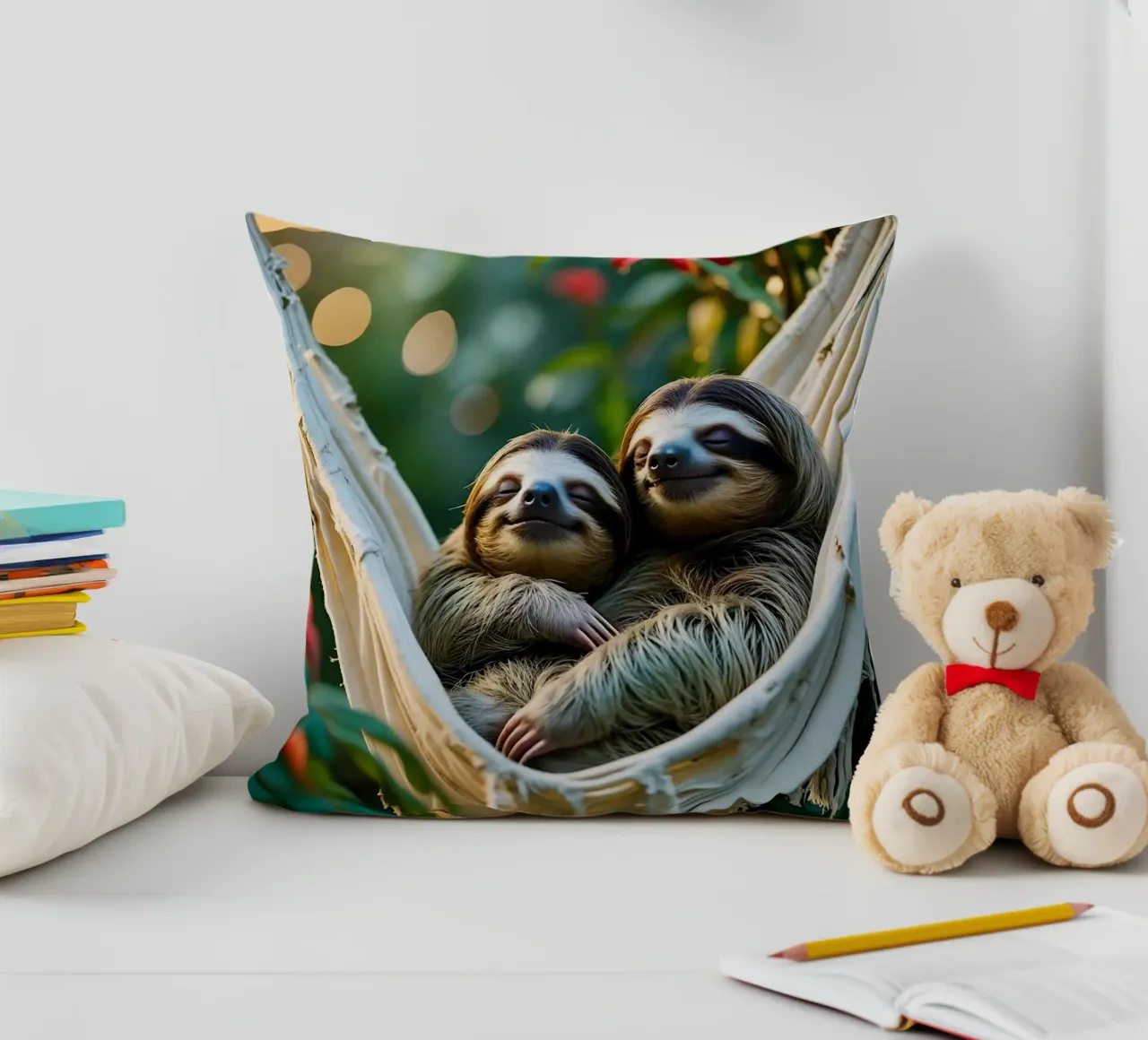 🌿🌺 Bradipi | Insieme in modalità brivido (3) cuscino da Trinkets NL Design Studio