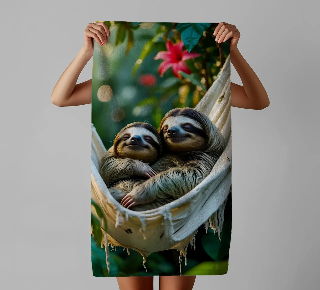 🌿🌺 Bradipi | Insieme in modalità brivido (3) asciugamano da bagno da Trinkets NL Design Studio