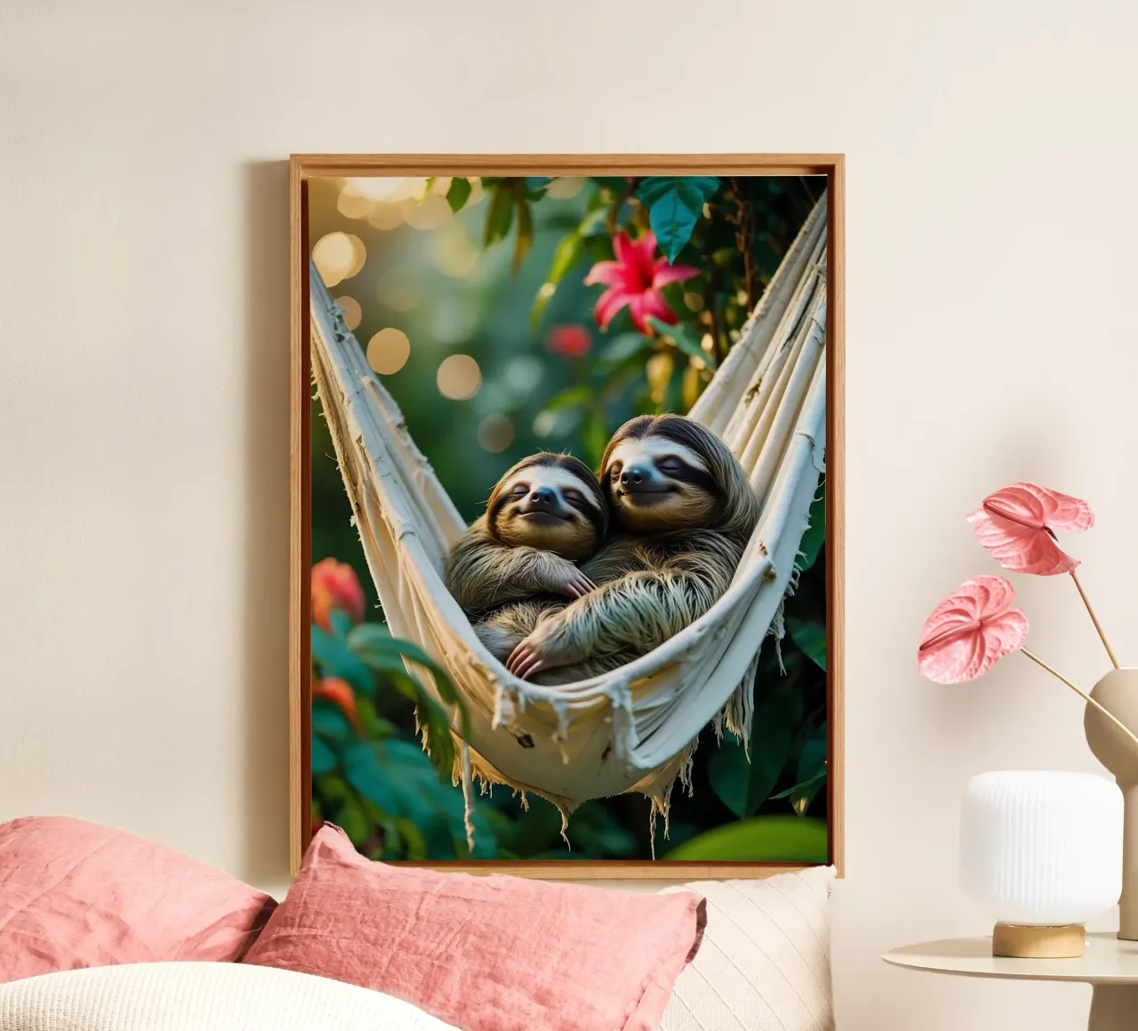 🌿🌺 Bradipi | Insieme in modalità brivido (3) tela con Cornice a cassetta da Trinkets NL Design Studio