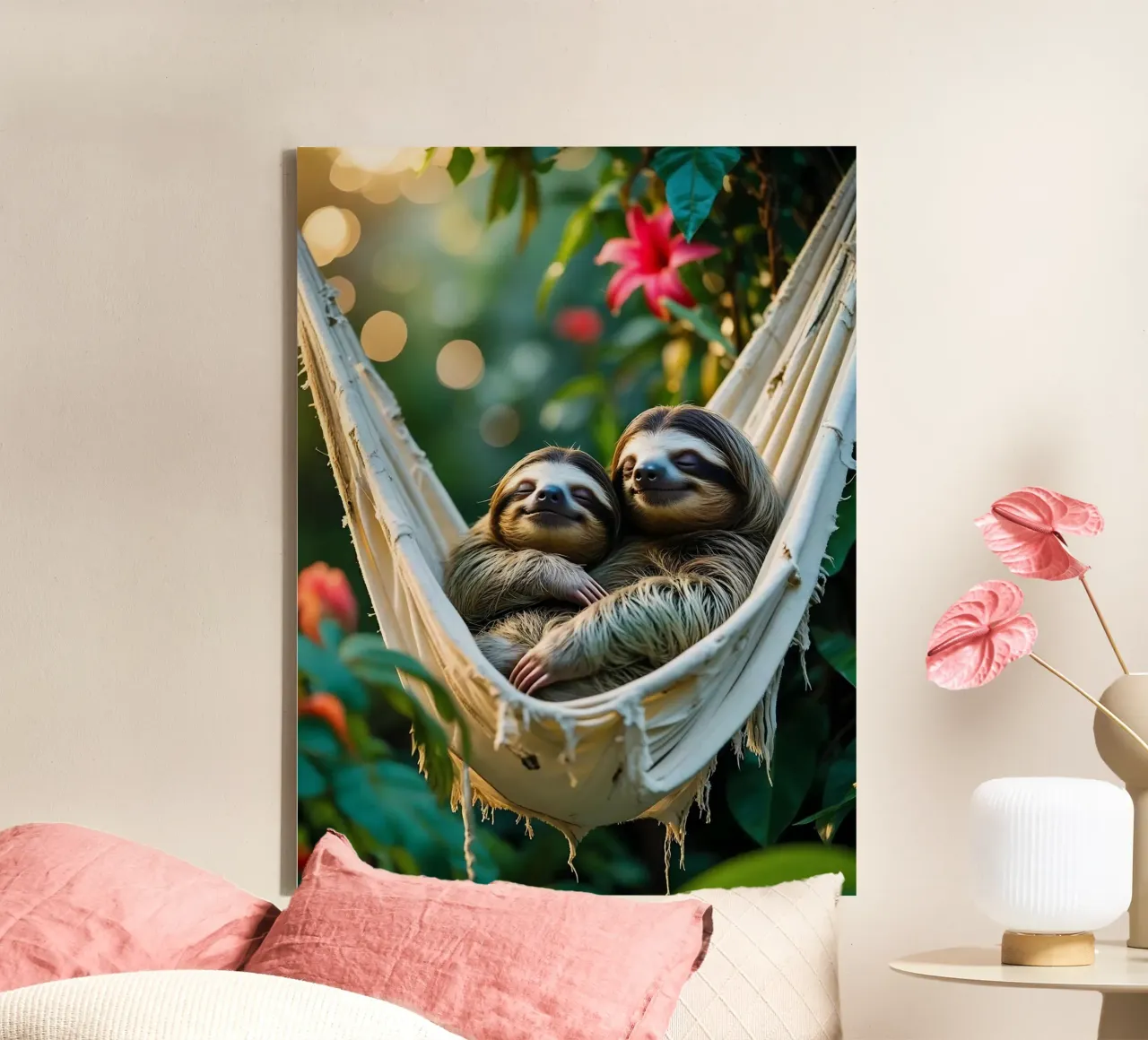 🌿🌺 Bradipi | Insieme in modalità brivido (3) tela con Cornice a cassetta da Trinkets NL Design Studio