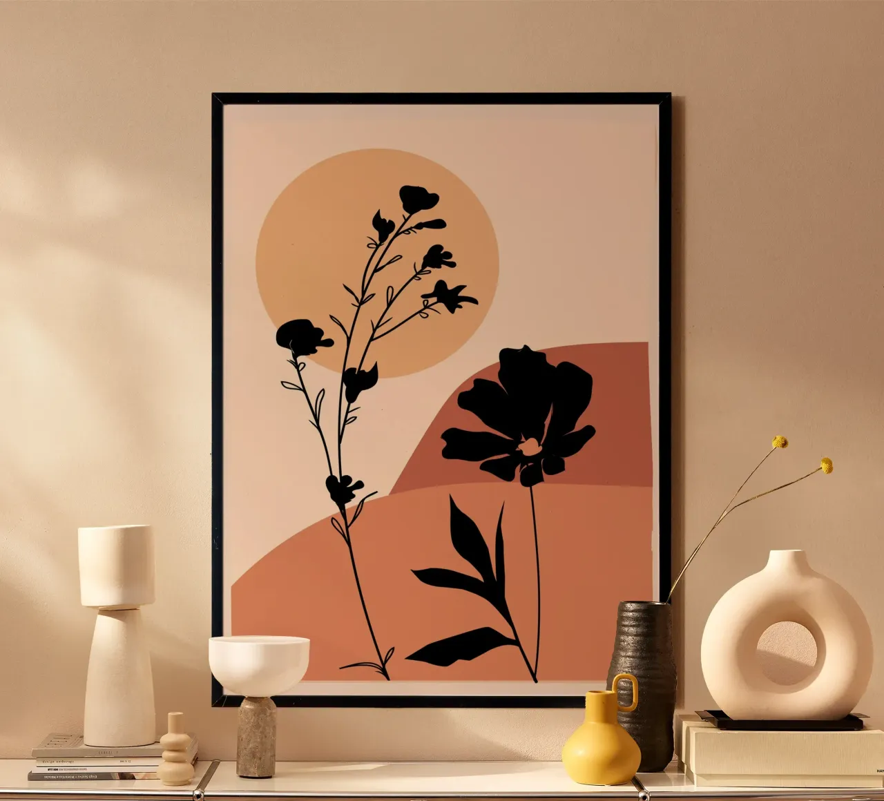 Botanici del tramonto poster con telaio in legno da LeaDArt