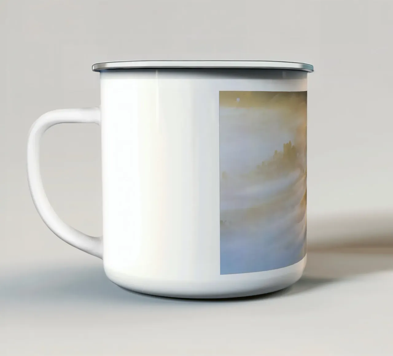 nebbia sulle colline tazza in smalto da Earthly Visions
