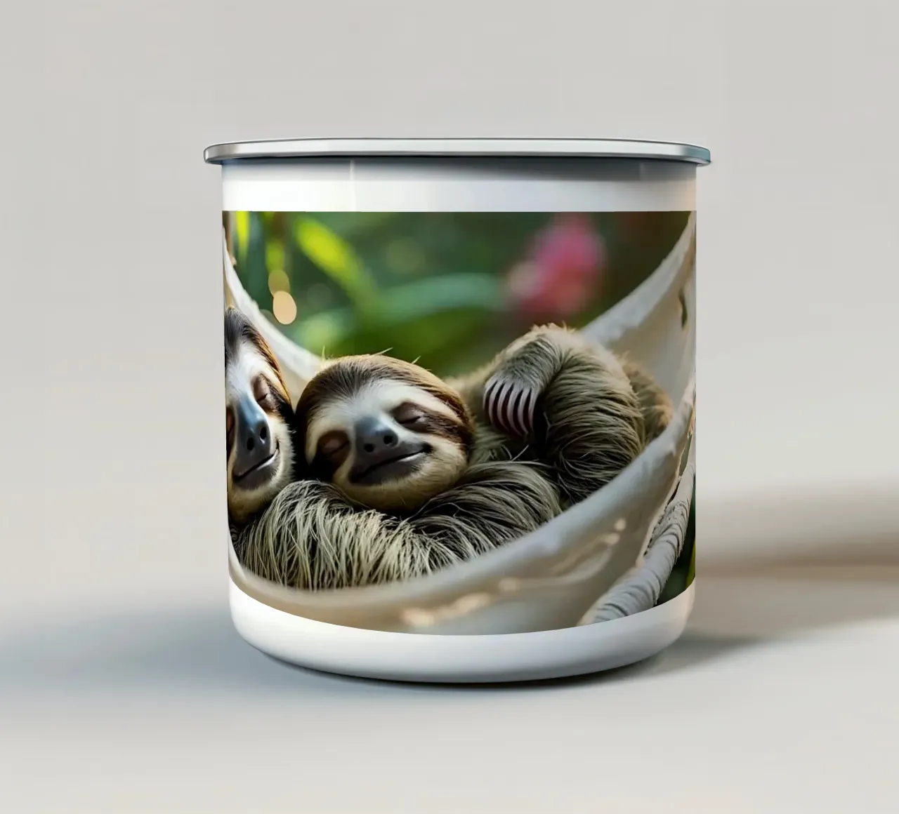 🌿🌺 Bradipi | Insieme in modalità brivido (1) tazza in smalto da Trinkets NL Design Studio