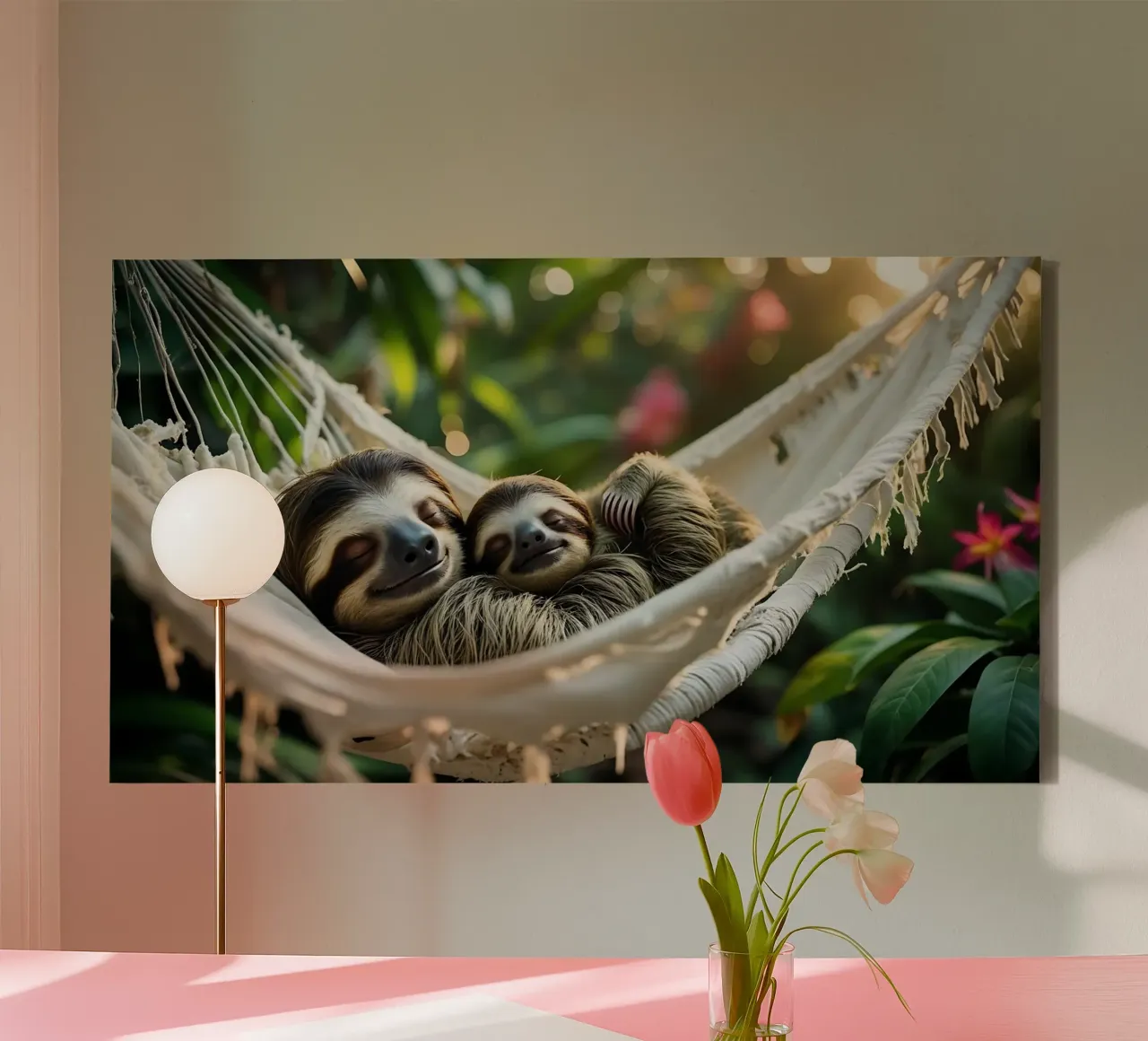 🌿🌺 Bradipi | Insieme in modalità brivido (1) tela con Cornice a cassetta da Trinkets NL Design Studio