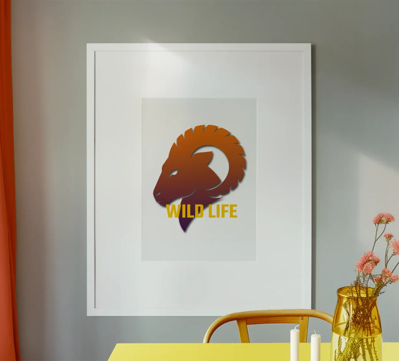 Testa di capra Illustrazione di animali selvatici poster con telaio in alluminio da Urban Life