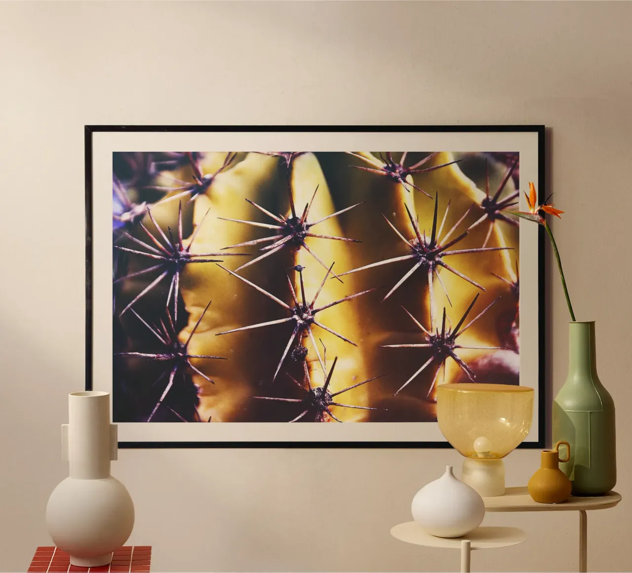 Cactus in primo piano - Stampa fotografica naturalistica minimale poster con telaio in legno da jay