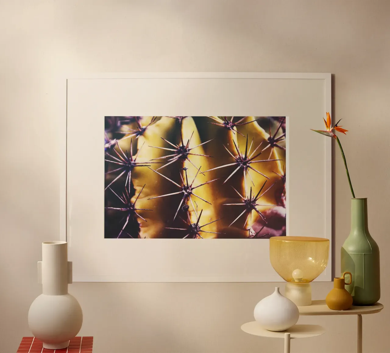 Cactus in primo piano - Stampa fotografica naturalistica minimale poster con telaio in legno da jay
