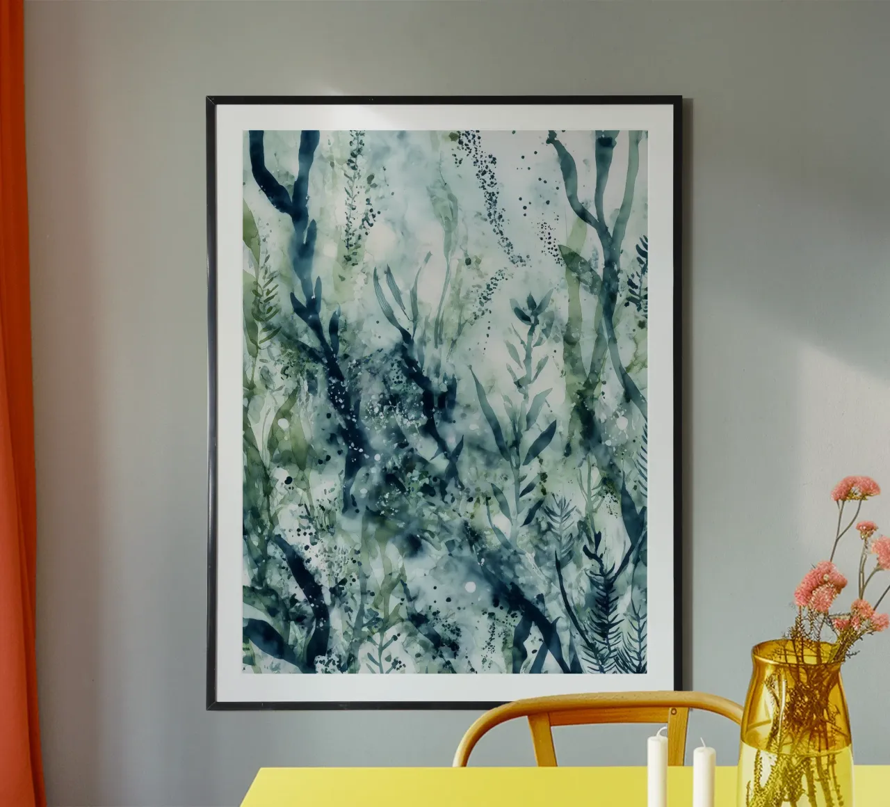 Giardino delle maree poster con telaio in legno da Matthias Keller Studio