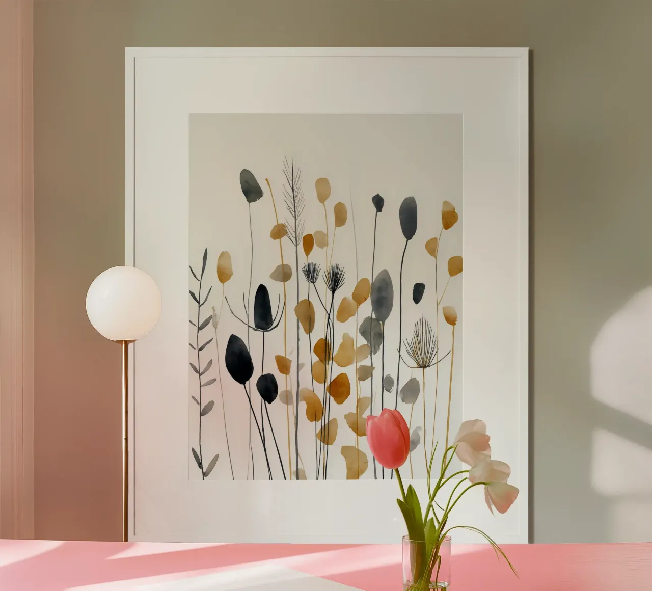 Steli e silenzio poster con telaio in plastica da Sophia Calder Studio