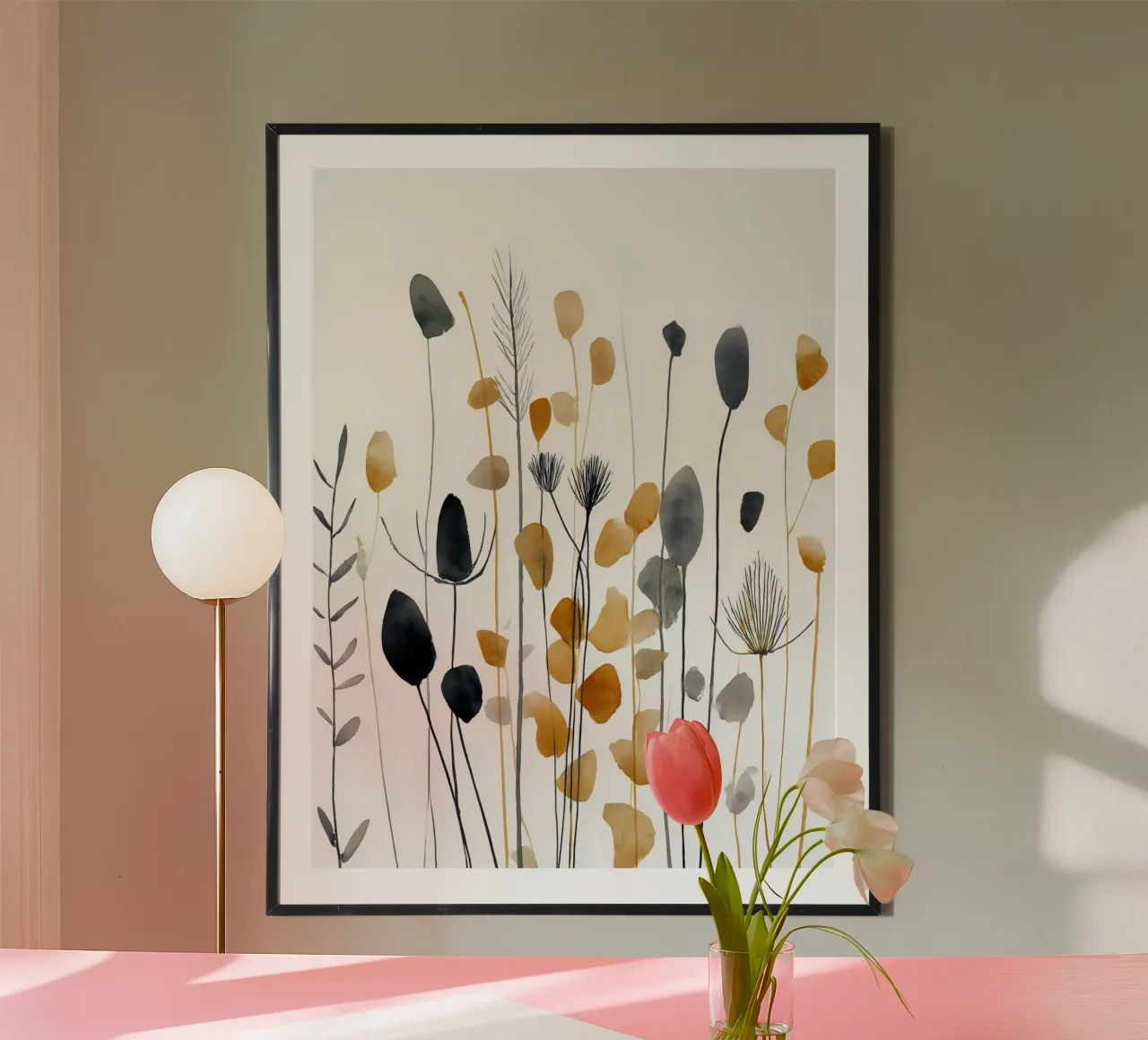 Steli e silenzio poster con telaio in plastica da Sophia Calder Studio