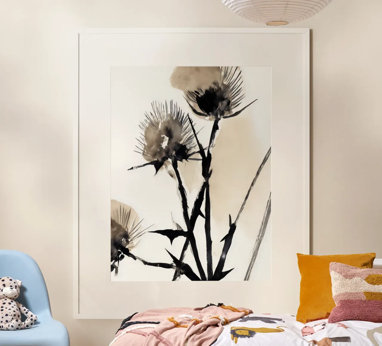 Bordo fiorito poster con telaio in legno da Sophia Calder Studio
