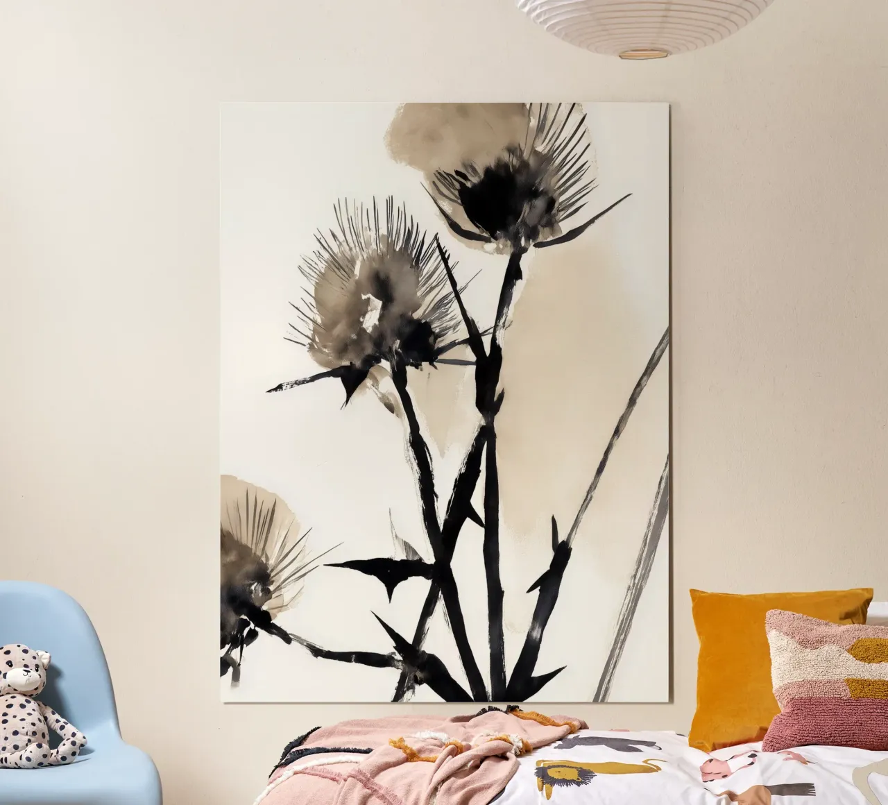 Bordo fiorito poster con telaio in legno da Sophia Calder Studio
