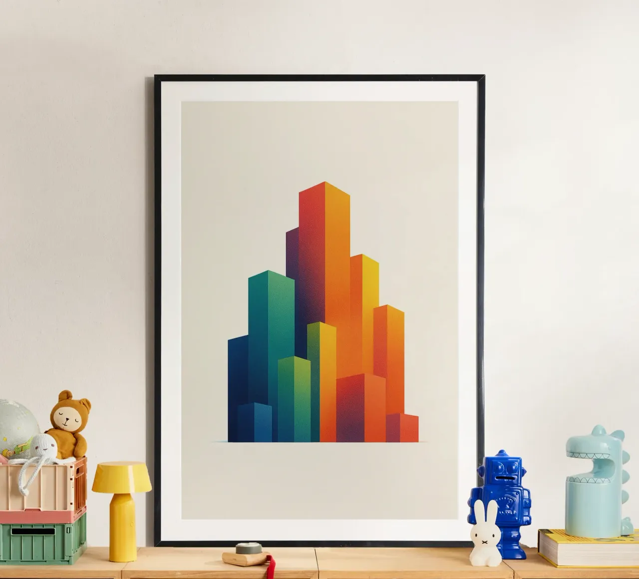 Gratte-Ciel Arc-en-Ciel - Poster di design poster con telaio in plastica da JETLAG | affiches voyage