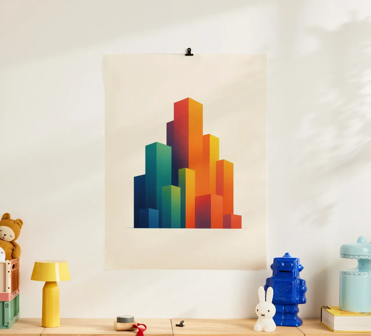 Gratte-Ciel Arc-en-Ciel - Poster di design poster con telaio in plastica da JETLAG | affiches voyage
