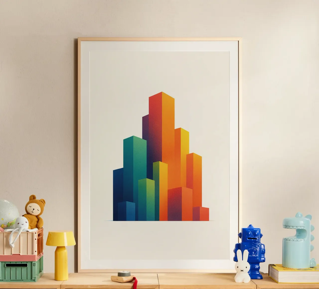 Gratte-Ciel Arc-en-Ciel - Poster di design poster con telaio in plastica da JETLAG | affiches voyage