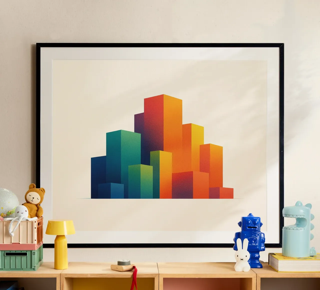 Gratte-Ciel Arc-en-Ciel - Poster di design poster con telaio in plastica da JETLAG | affiches voyage