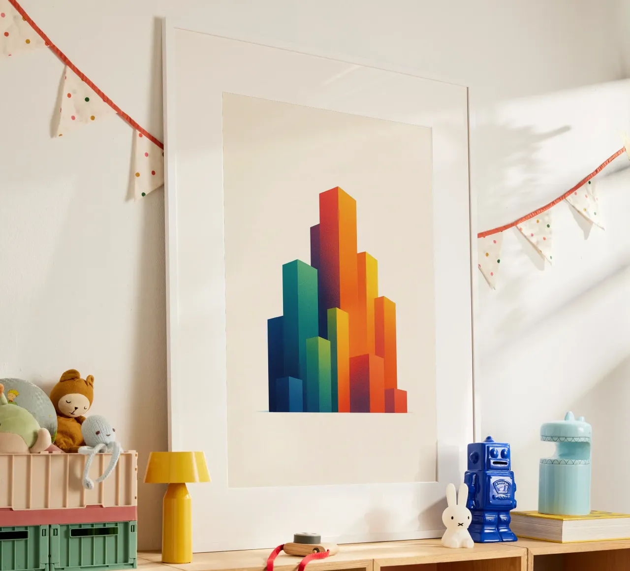Gratte-Ciel Arc-en-Ciel - Poster di design poster con telaio in plastica da JETLAG | affiches voyage