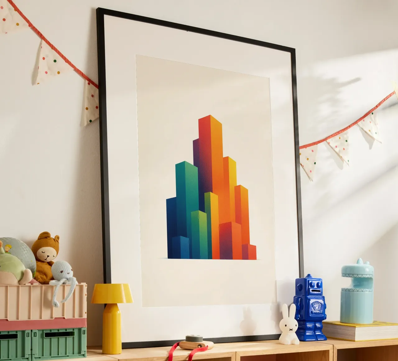 Gratte-Ciel Arc-en-Ciel - Poster di design poster con telaio in plastica da JETLAG | affiches voyage